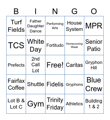 Trinity Bingo Lingo Bingo Card