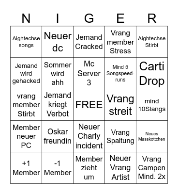 vrang 2026 Bingo Card