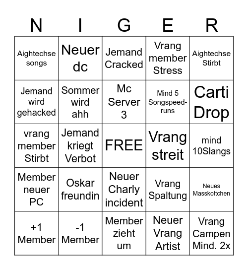 vrang 2026 Bingo Card