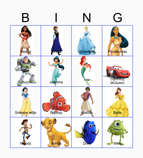 Disney Bingo Card