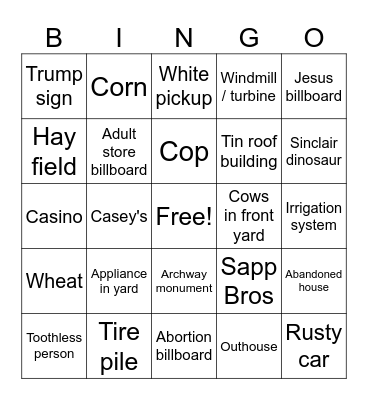 Nebraska Bingo Card