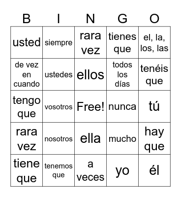 u2e1 frequency and obligations Bingo Card