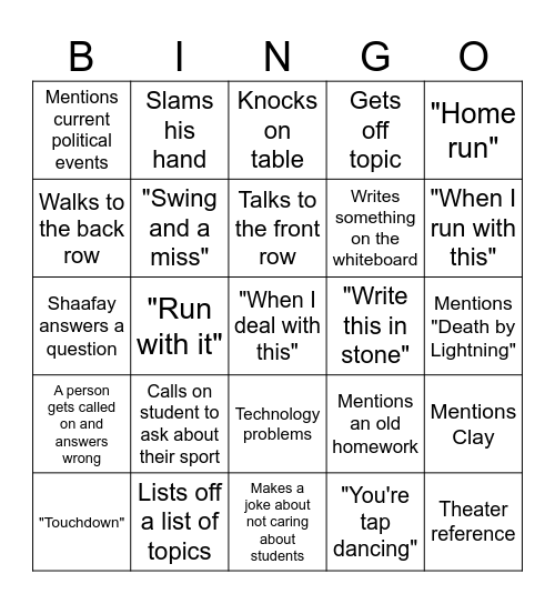 APUSH Bingo Card Bingo Card