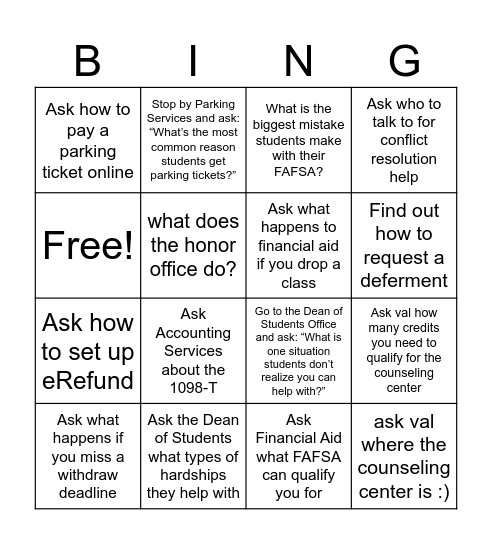 Kimball Building Resource Bingo Card