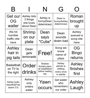 Crab Legs Bingo Card