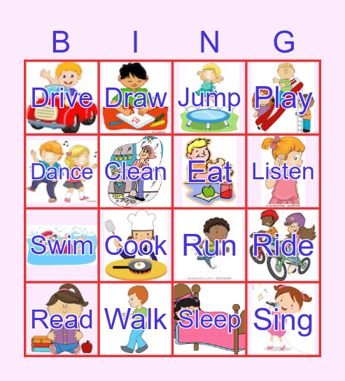 Action Verbs Bingo Card