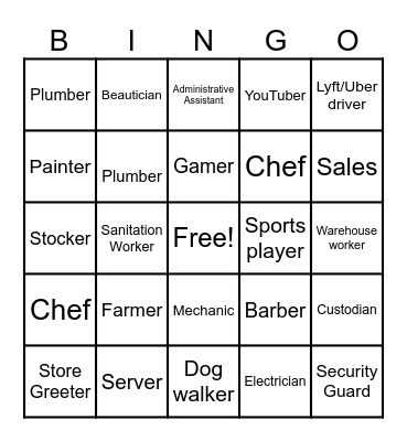 Jobs Bingo Card