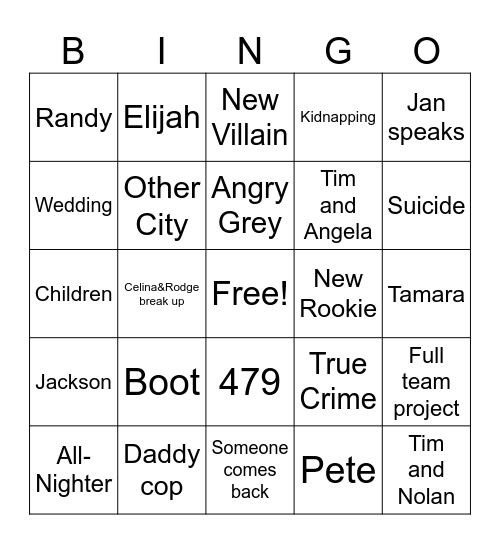 The Rookie Bingo Card