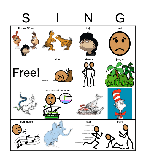 Seussical the Musical Bingo Card