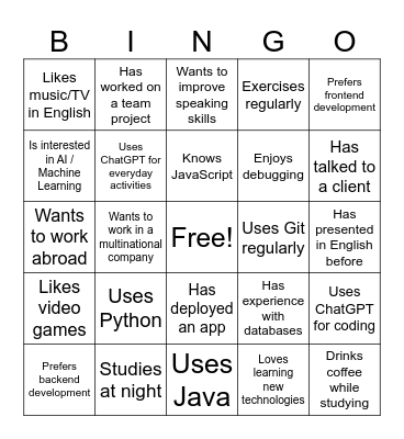 Tech/Engineers Bingo Card