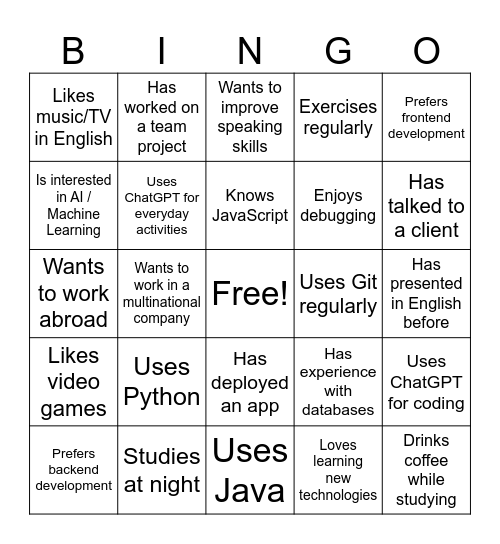 Tech/Engineers Bingo Card