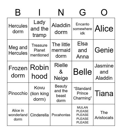 Twst RSA bingo Card