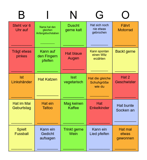 Geburtstagsbingo Card