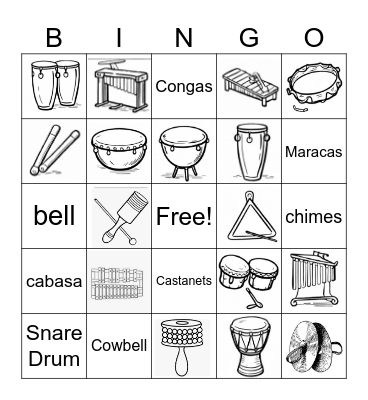 2026 3/12 Percussion Instruments Bingo Card