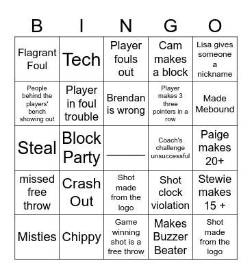 Breeze vs Mist Bingo Card