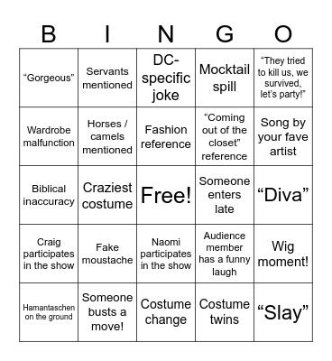 PURIM BASH BINGO Card