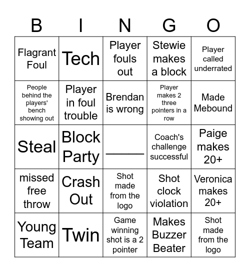 Breeze vs Mist Bingo Card