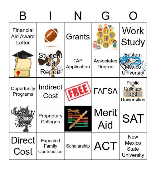 Financial Aid Bingo Card