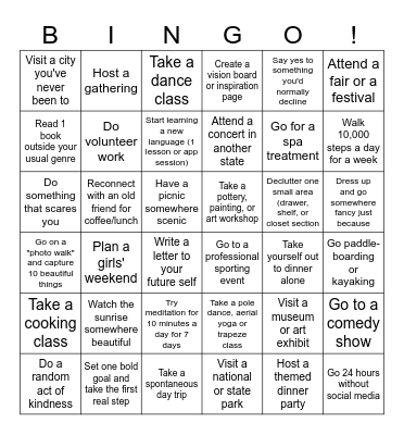 2026 Bingo Goals Bingo Card