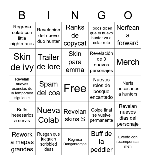 IDV LIVE PREDICTS Bingo Card