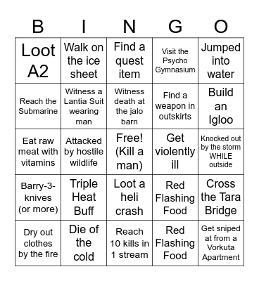 Namalsk Stream Bingo! Bingo Card
