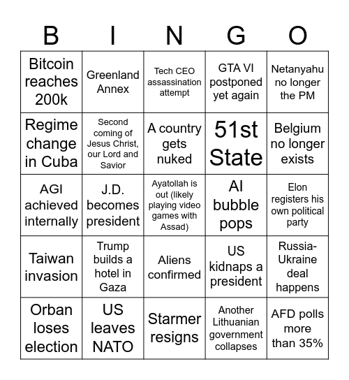 2026 Bingo Card
