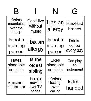 FIND SOMEONE WHO... Bingo Card