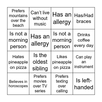 FIND SOMEONE WHO... Bingo Card