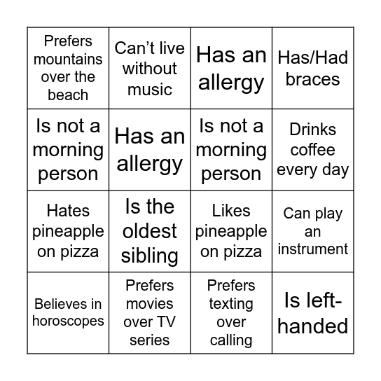 FIND SOMEONE WHO... Bingo Card