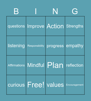 Motivational Interviewing Bingo Card