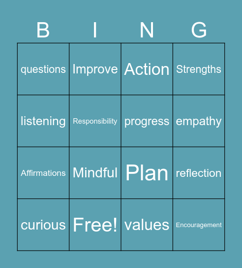 Motivational Interviewing Bingo Card