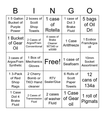 Driver Sales Bingo Bonanza Bingo Card