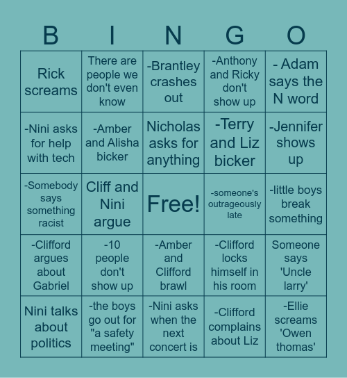 Terry's birthday bingo!!! Bingo Card