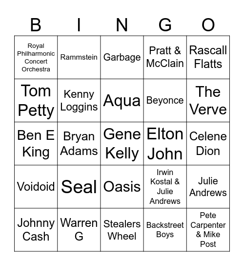 Flamingo Music Bingo: Game #1 Bingo Card