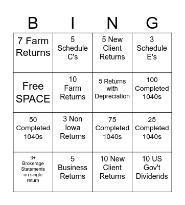 TrustPoint Tax Season Bingo Card