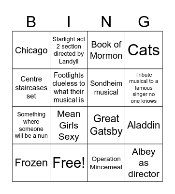 Showtunes '26 Bingo Card