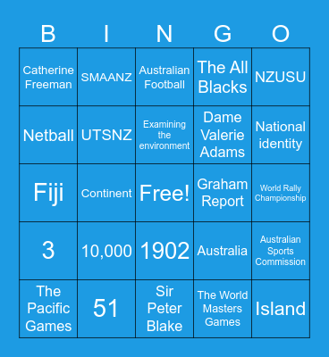 Oceania Bingo! Bingo Card