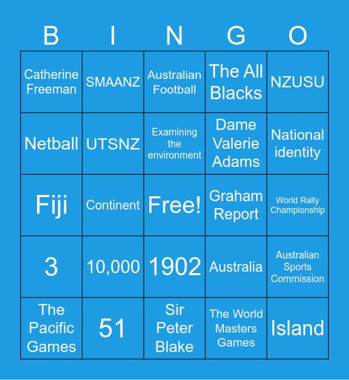 Oceania Bingo! Bingo Card