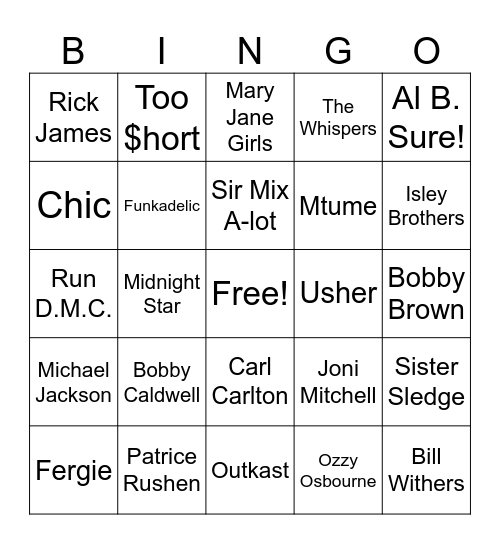 WhoSampled Bingo Card