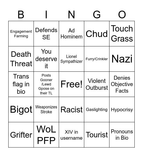 FFXIV LEGO PEOPLE REPLIES Bingo Card
