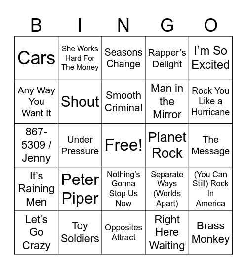 (C) 80s MB Round 2 Bingo Card