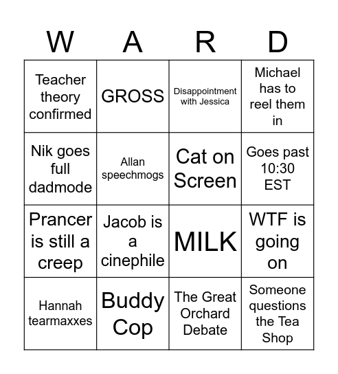 BBBC Ward Arc 13 pt.2 Bingo Card