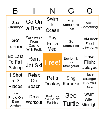 Aruba Bingo Card