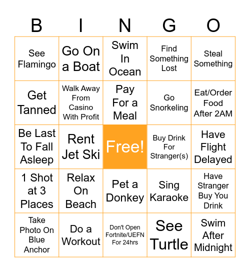 Aruba Bingo Card