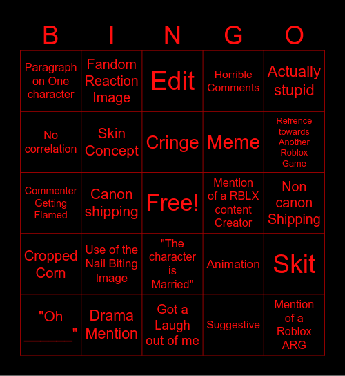 YAOISAKEN TIKTOK BINGO Card