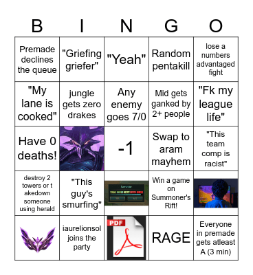 League of Legends Bingo (cancer) Bingo Card