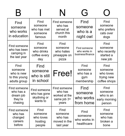 ICEBREAKER BINGO Card
