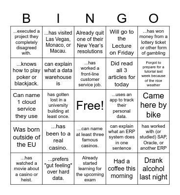 Find someone who… Bingo Card