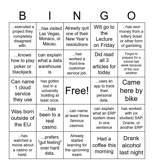 Find someone who… Bingo Card