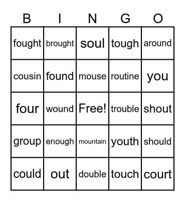 Five Sounds of OU Bingo Card
